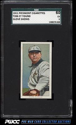 190911 T206 Cy Young CLEVELAND GLOVE SHOWS SGC 560 EX PWCC