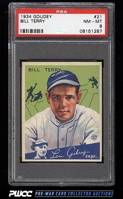 1934 Goudey SETBREAK Bill Terry 21 PSA 8 NMMT PWCC