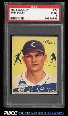 1934 Goudey SETBREAK Bob Boken 74 PSA 9 MINT PWCC