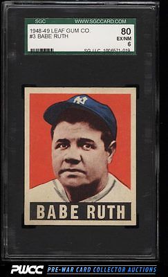 1948 Leaf Babe Ruth 3 SGC 680 EXMT PWCC