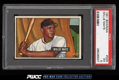 1951 Bowman Willie Mays ROOKIE RC 305 PSA 5 EX PWCC