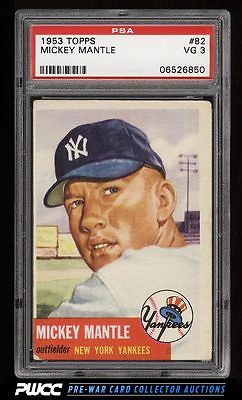 1953 Topps Mickey Mantle SHORT PRINT 82 PSA 3 VG PWCC