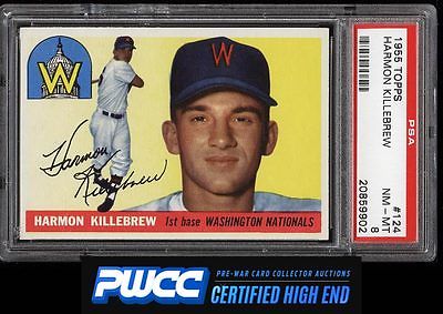 1955 Topps Harmon Killebrew ROOKIE RC 124 PSA 8 NMMT PWCCHE PWCC