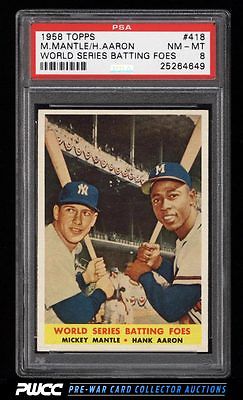 1958 Topps Mickey Mantle  Hank Aaron WS BATTING FOES 418 PSA 8 NMMT PWCC