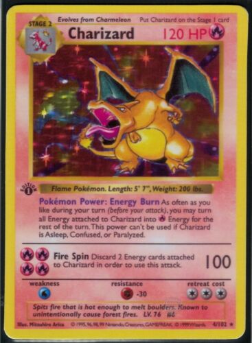 Shadowless 1st Edition Charizard  4102  Holo Rare Proxy  Pokemon Card  MINT