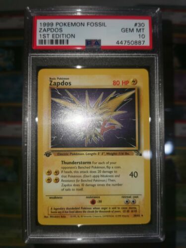 PSA 10 Zapdos 1st Edition Fossil Non Holo  Gem Mint 1999 WOTC Pokemon pop 168