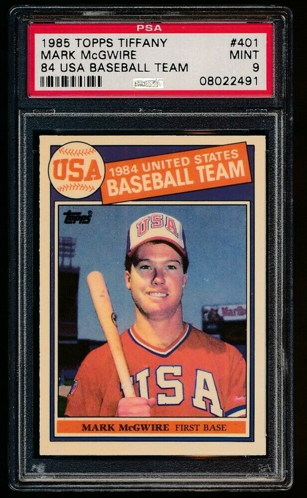 MARK MCGWIRE PSA 9 MINT USA BASEBALL ROOKIE OLYMPIC RC SP 1985 TOPPS TIFFANY 401