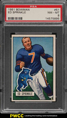 1951 Bowman Football Ed Sprinkle ROOKIE RC 51 PSA 8 NMMT