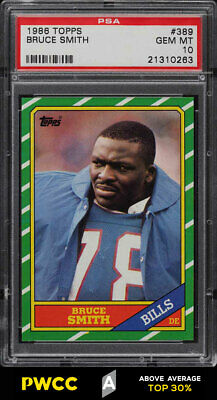 1986 Topps Football Bruce Smith ROOKIE RC 389 PSA 10 GEM MINT PWCCA