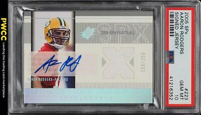 2005 SPx Football Aaron Rodgers ROOKIE RC PATCH AUTO 250 223 PSA 10 GEM MINT