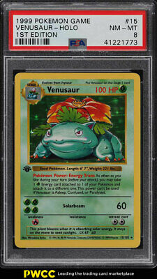 1999 Pokemon Game 1st Edition Holo Venusaur 15 PSA 8 NMMT