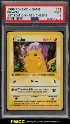 1999 Pokemon Game 1st Edition Red Cheeks Pikachu 58 PSA 9 MINT