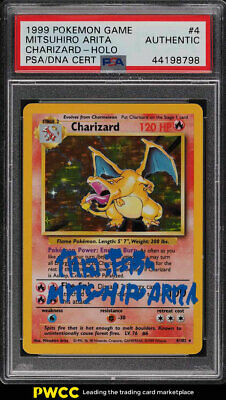 1999 Pokemon Game Holo Charizard Mitsuhiro Arita PSADNA AUTO 4 PSA Auth