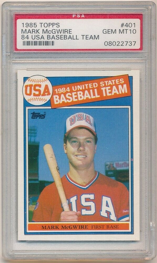 MARK MCGWIRE 1985 TOPPS 401 RC ROOKIE USA BASEBALL ATHLETICS SP PSA 10 GEM MINT