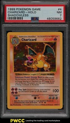 1999 Pokemon Game Shadowless Holo Charizard 4 PSA 7 NRMT