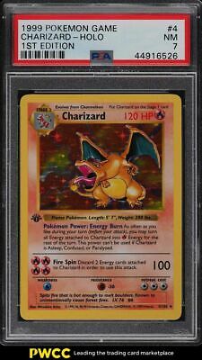 1999 Pokemon Game 1st Edition Holo Charizard 4 PSA 7 NRMT