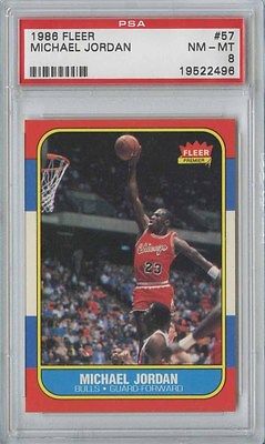 MICHAEL JORDAN 1986 87 FLEER BASKETBALL 57 BULLS ROOKIE PSA 8