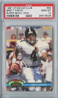 BRETT FAVRE 1991 TOPPS STADIUM CLUB 94 SUPER BOWL XXVI ROOKIE PSA 10