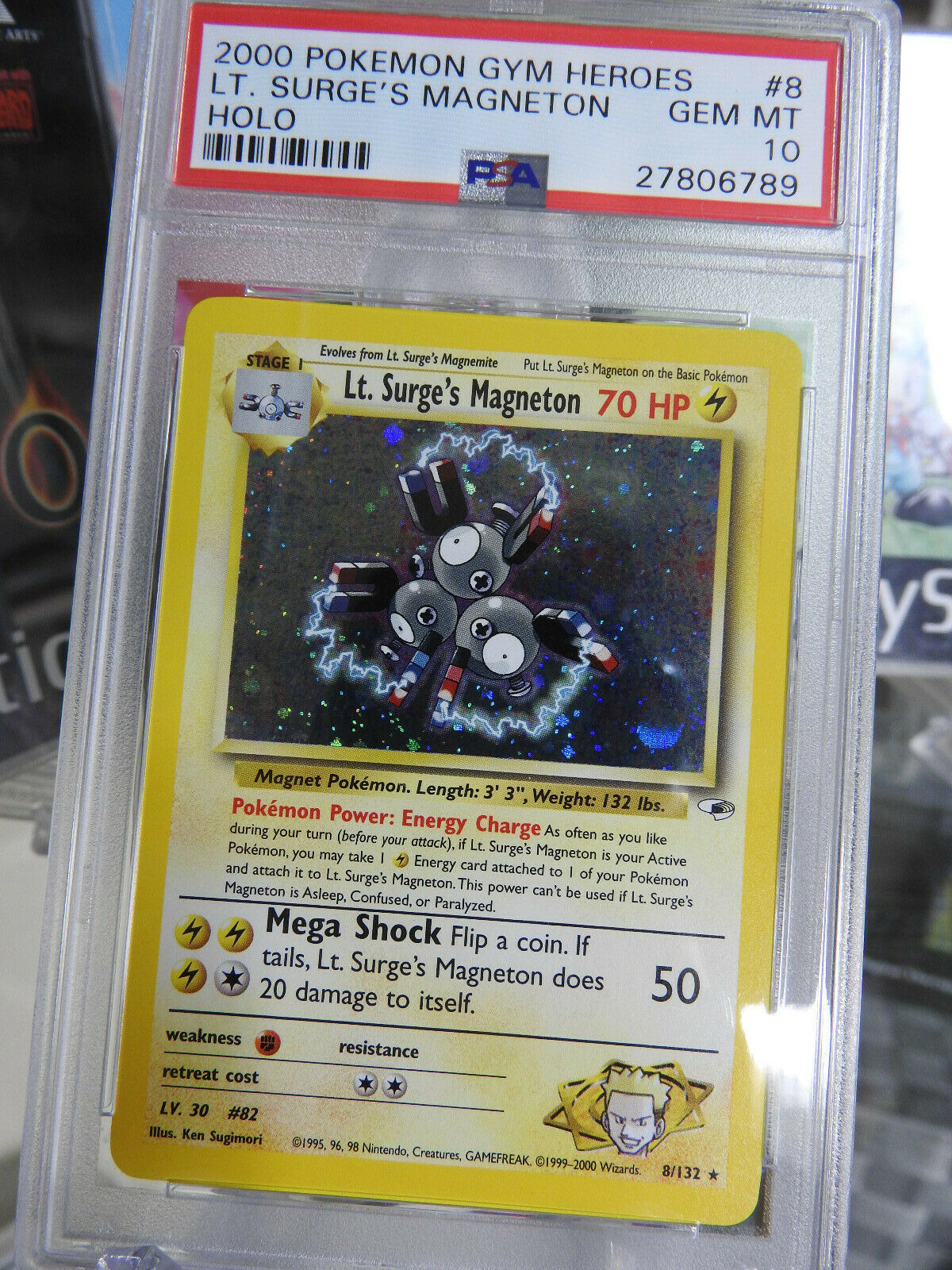 Low POP Pokemon Card PSA 10 Lt Surges Magneton HOLO 8132 Gym Heroes