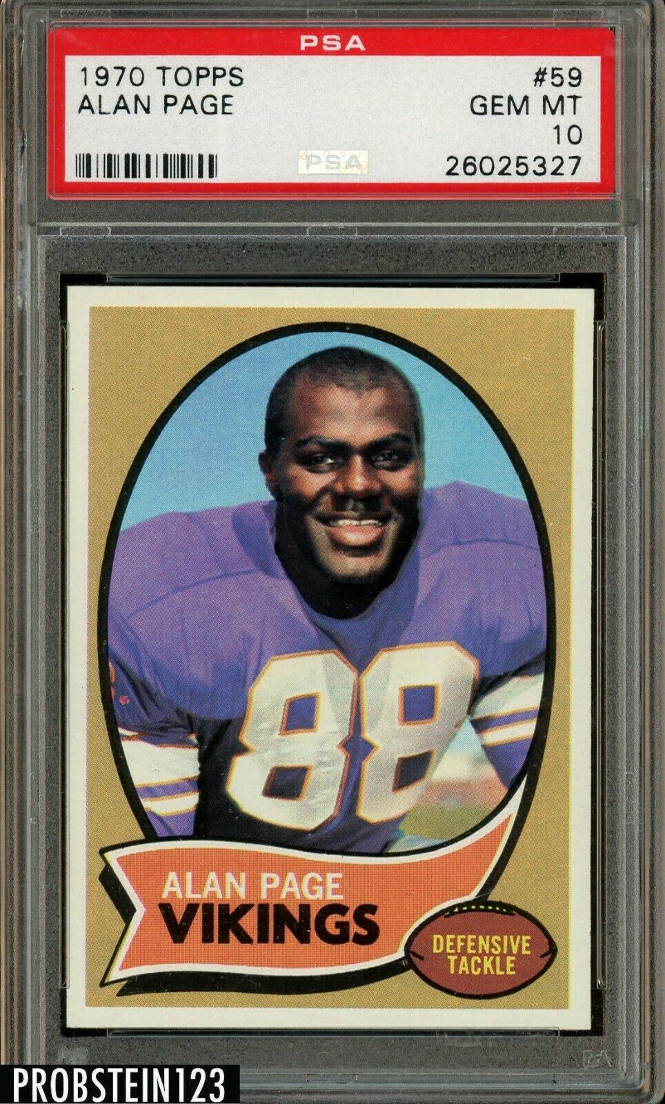 1970 Topps Football 59 Alan Page RC Rookie Vikings HOF PSA 10 GEM MINT