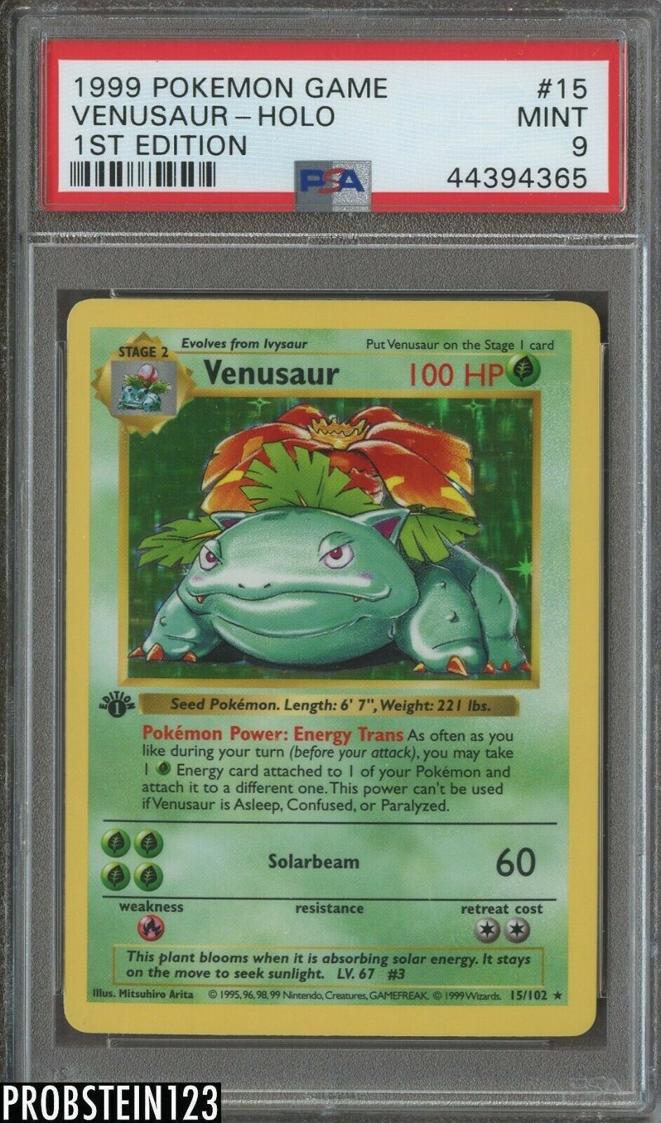 1999 Pokemon Game 1st Edition 15 Venusaur Holo PSA 9 MINT