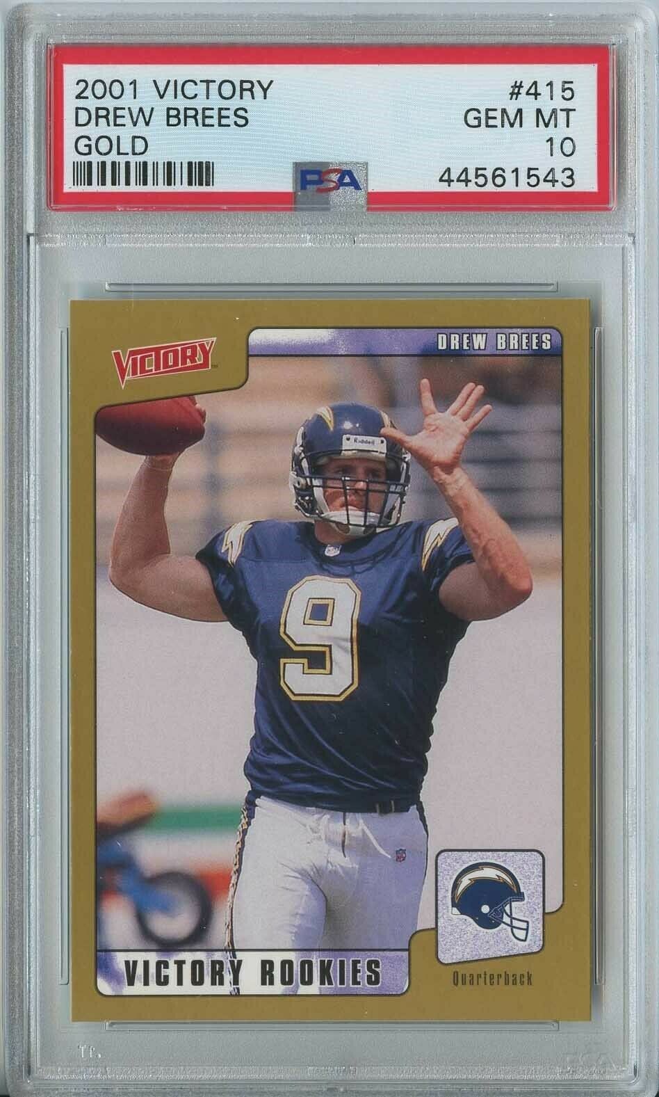 Drew Brees 2001 UD Victory Football 415 ChargersSaints Gold RC Rookie PSA 10