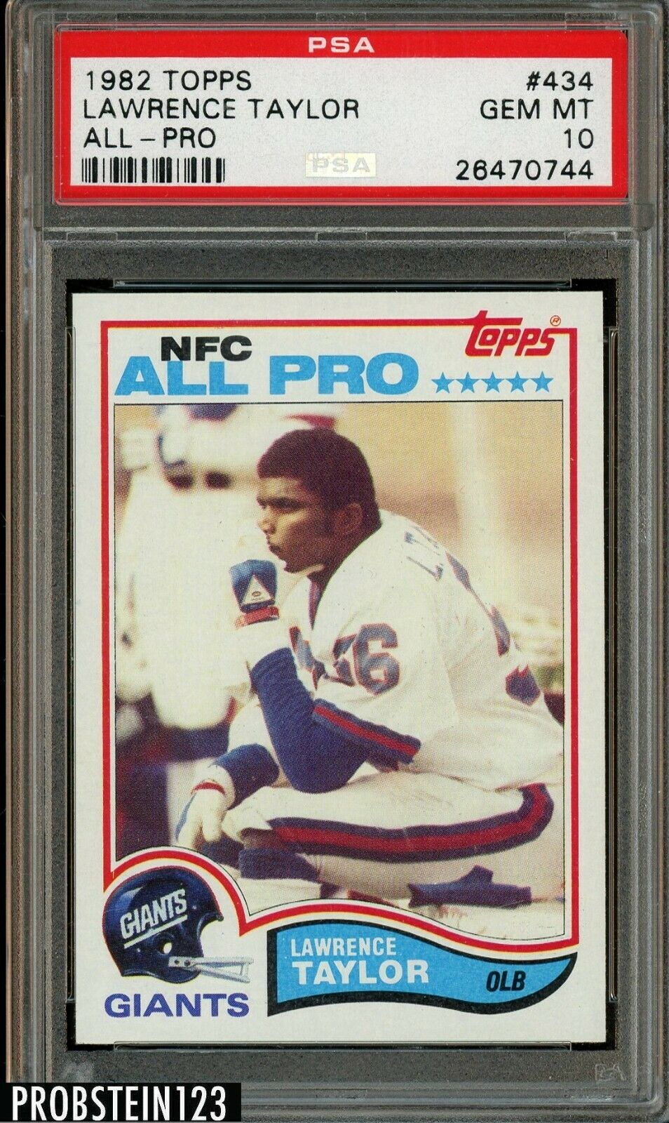 1982 Topps AllStar Football 434 Lawrence Taylor RC Rookie HOF PSA 10 GEM MINT