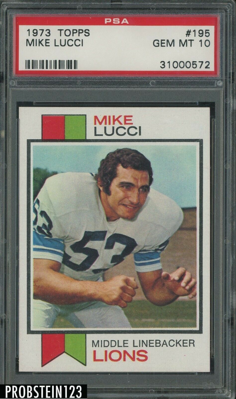 1973 Topps Football 195 Mike Lucci Lions PSA 10  POP 1 ONLY  