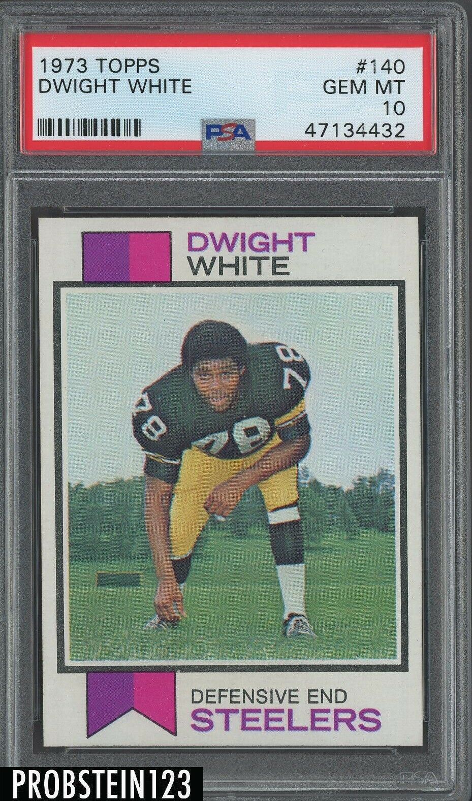 1973 Topps Football 140 Dwight White Pittsburgh Steelers RC Rookie PSA 10 