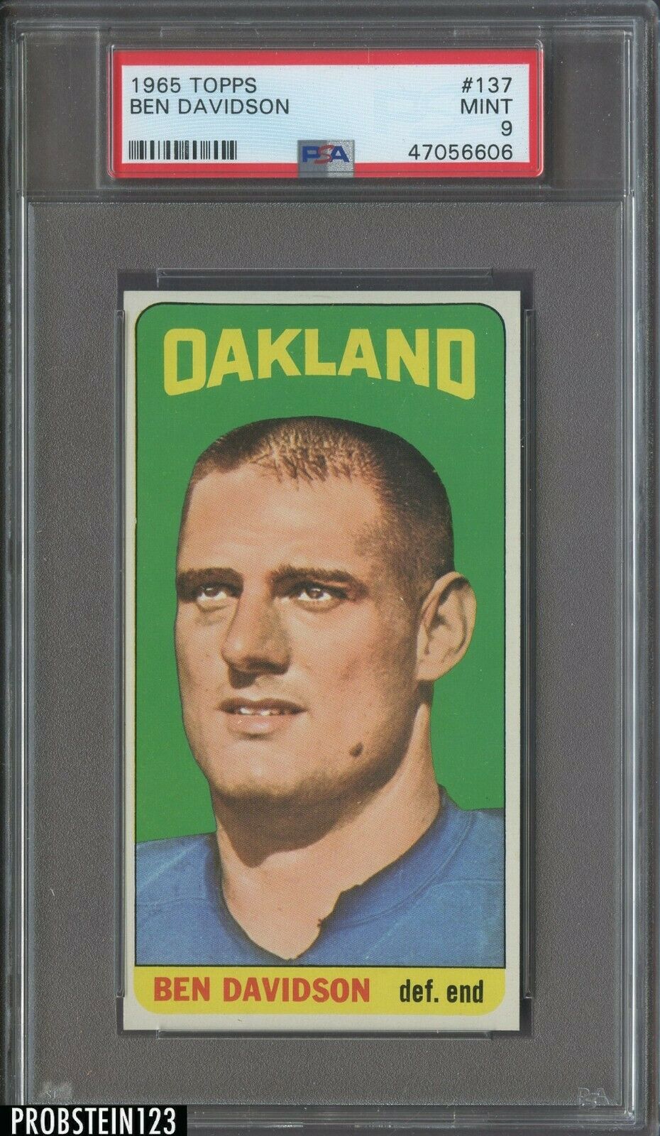 1965 Topps Football 137 Ben Davidson Oakland Raiders PSA 9 MINT