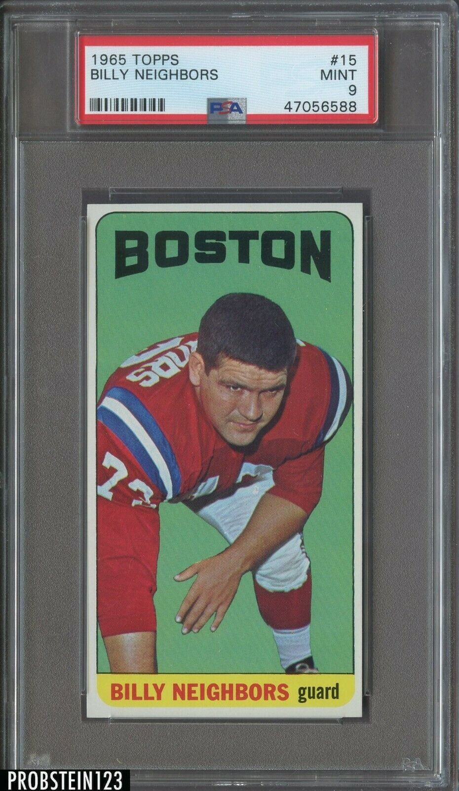 1965 Topps Football 15 Billy Neighbors Boston Patriots PSA 9 MINT