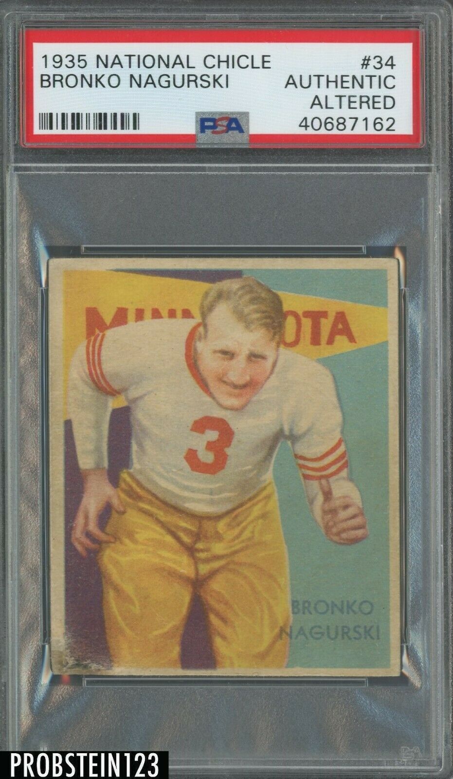 1935 National Chicle Football 34 Bronko Nagurski PSA Authentic