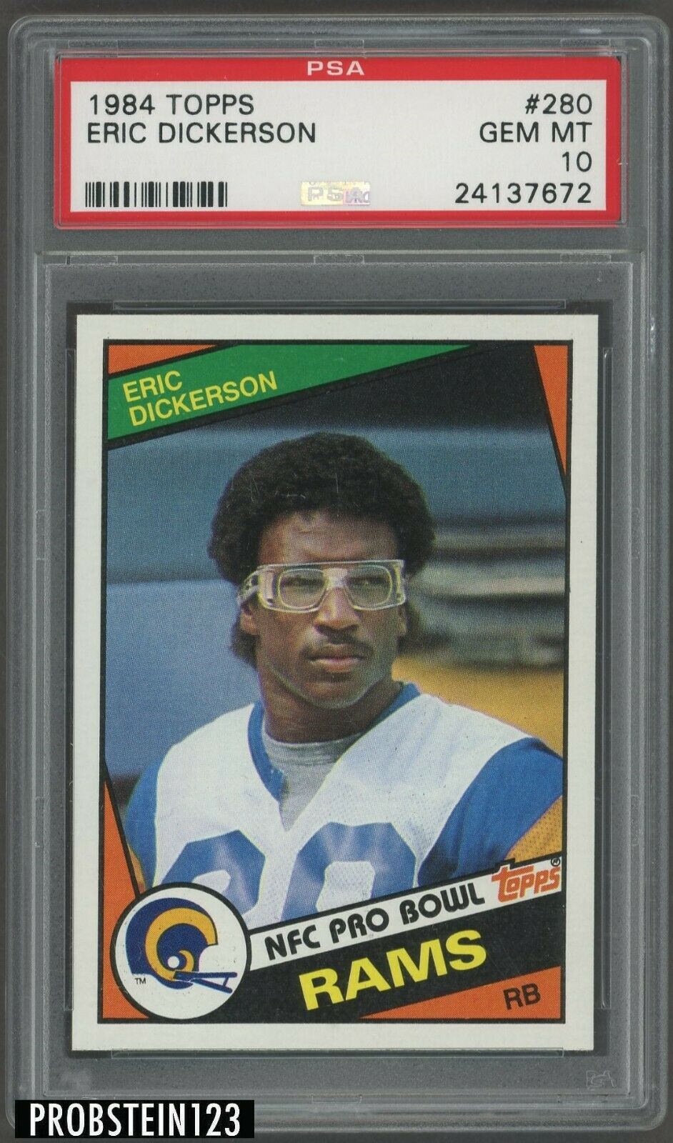 1984 Topps Football 280 Eric Dickerson Rams RC Rookie HOF PSA 10  PACK FRESH 