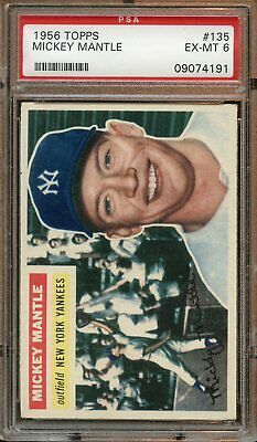 1956 Topps Baseball Card 135 Mickey Mantle New York Yankees PSA 6 EXMT