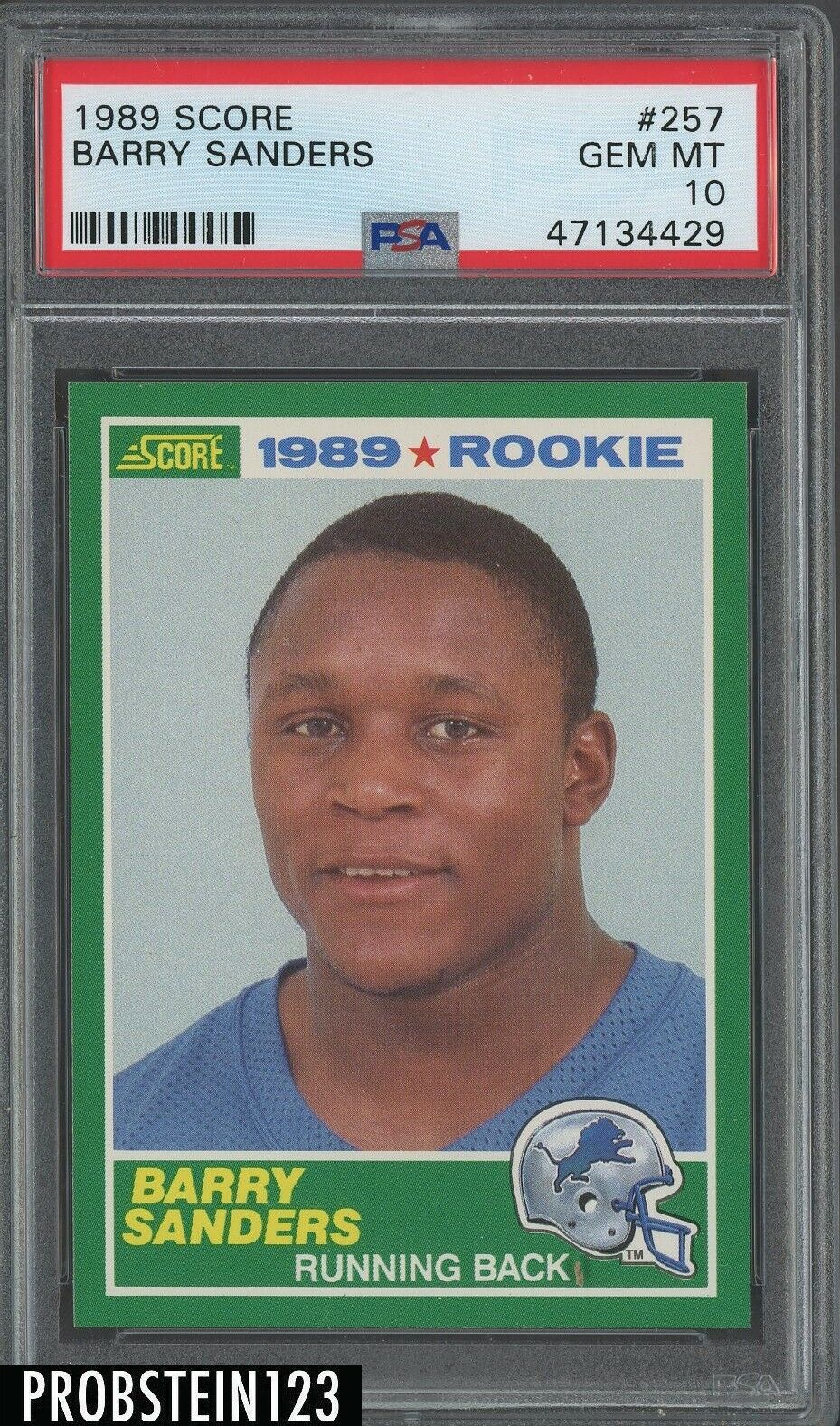 1989 Score Football 257 Barry Sanders Detroit Lions RC Rookie HOF PSA 10 