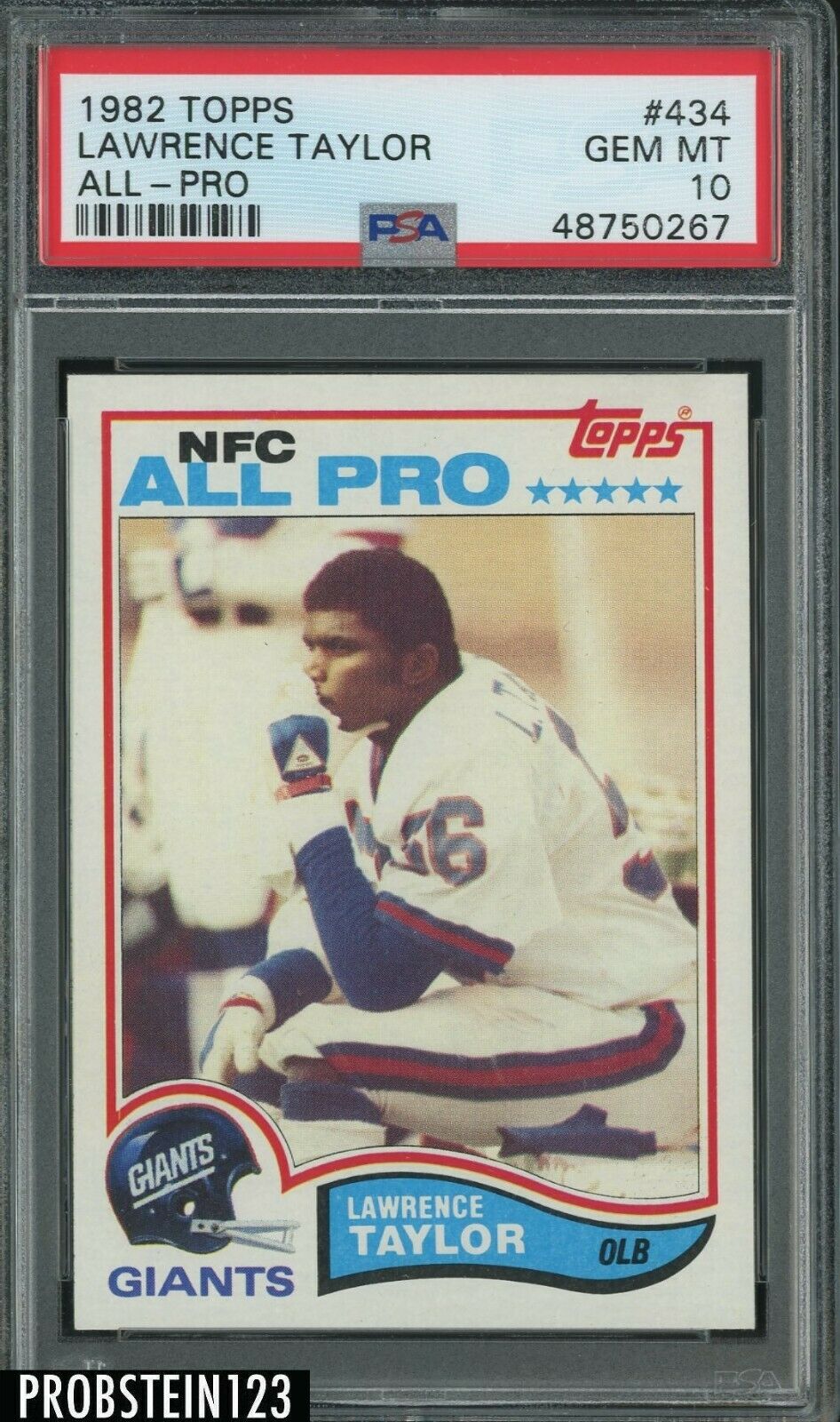 1982 Topps AllPro Football 434 Lawrence Taylor Giants RC Rookie HOF PSA 10