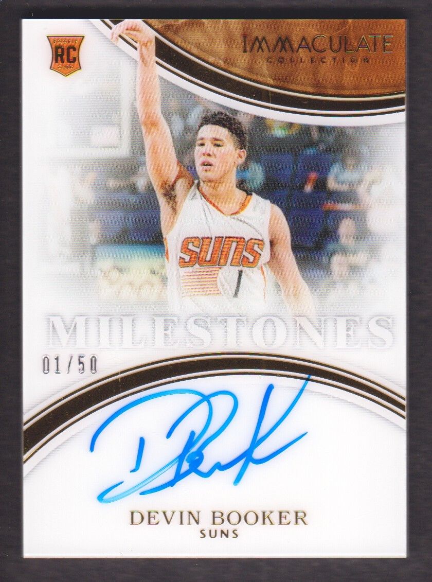 201516 Immaculate Milestones Autograph 13 Devin Booker RC Auto 0150 Suns