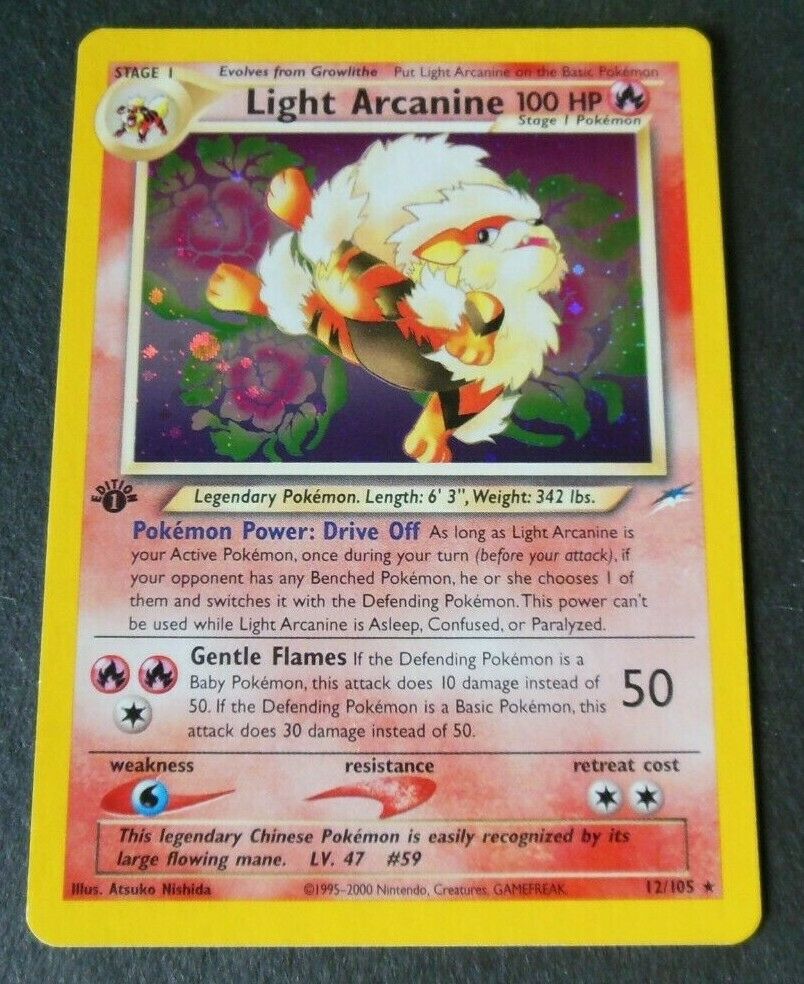 POKEMON 1ST EDITION NEO DESTINY LIGHT ARCANINE HOLOFOIL CARD 12105 Mint