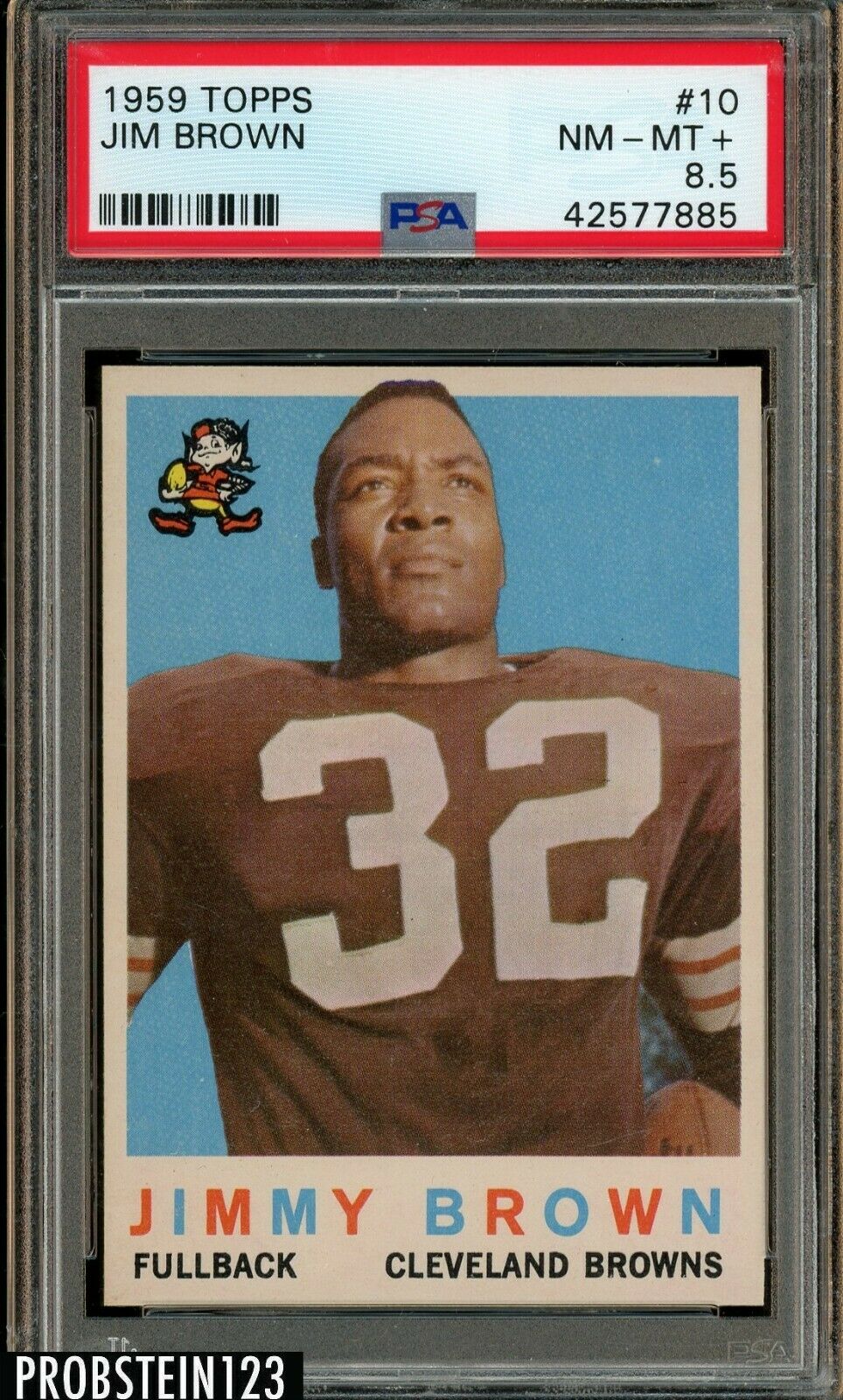 1959 Topps Football 10 Jim Brown HOF Browns PSA 85 NMMT  Looks Nicer 