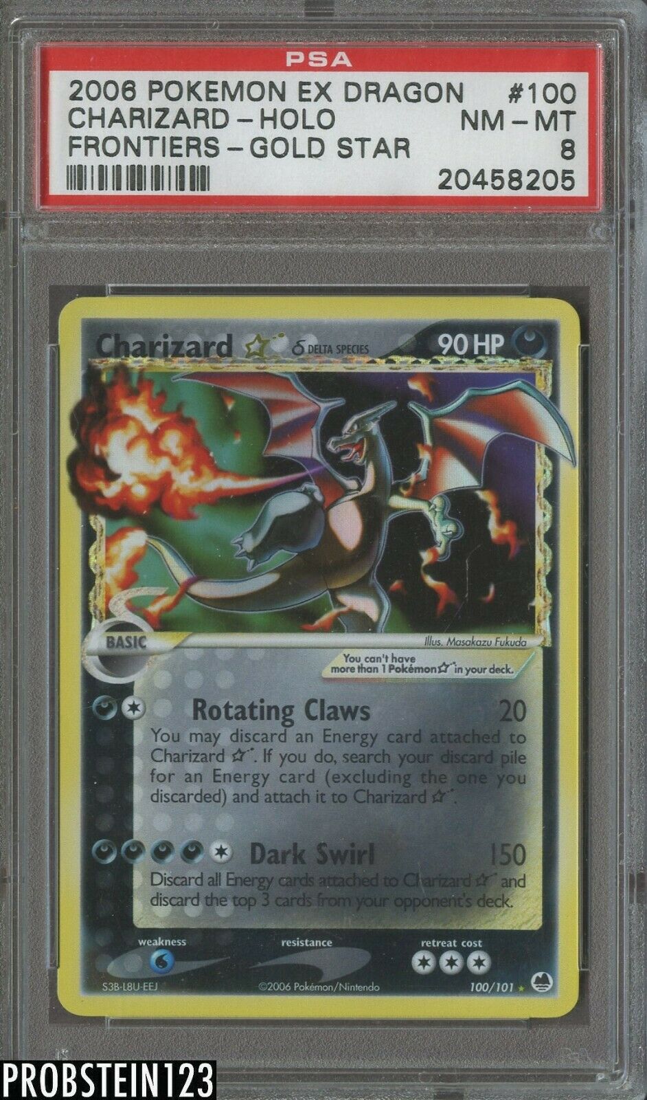 2006 Pokemon EX Dragon Frontiers Gold Star Charizard Holo PSA 8 NMMT