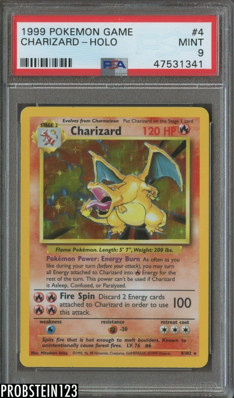 1999 Pokemon Game 4 Charizard Holo PSA 9 MINT