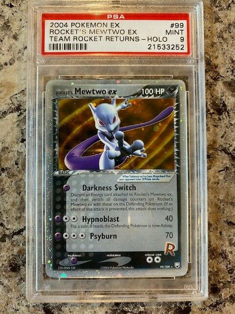 2004 Pokemon team rocket returns Rockets Mewtwo EX 99109 PSA 9 Mint Rare Gold 