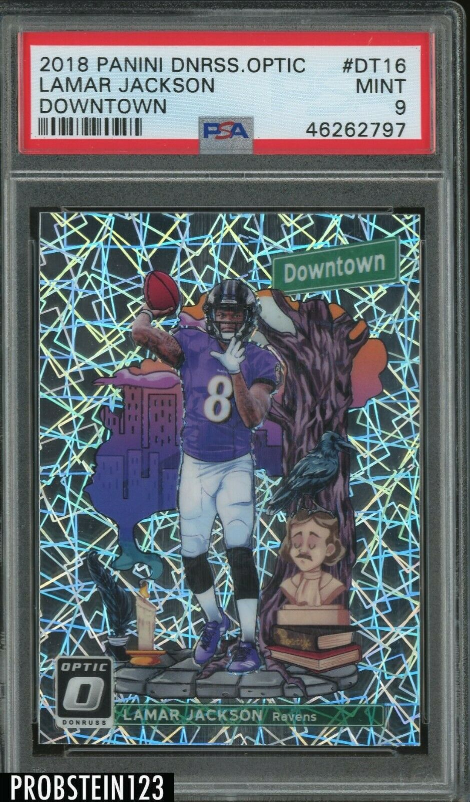 2018 Optic Football Lamar Jackson RAVENS RC Downtown DT16 PSA 9 Mint