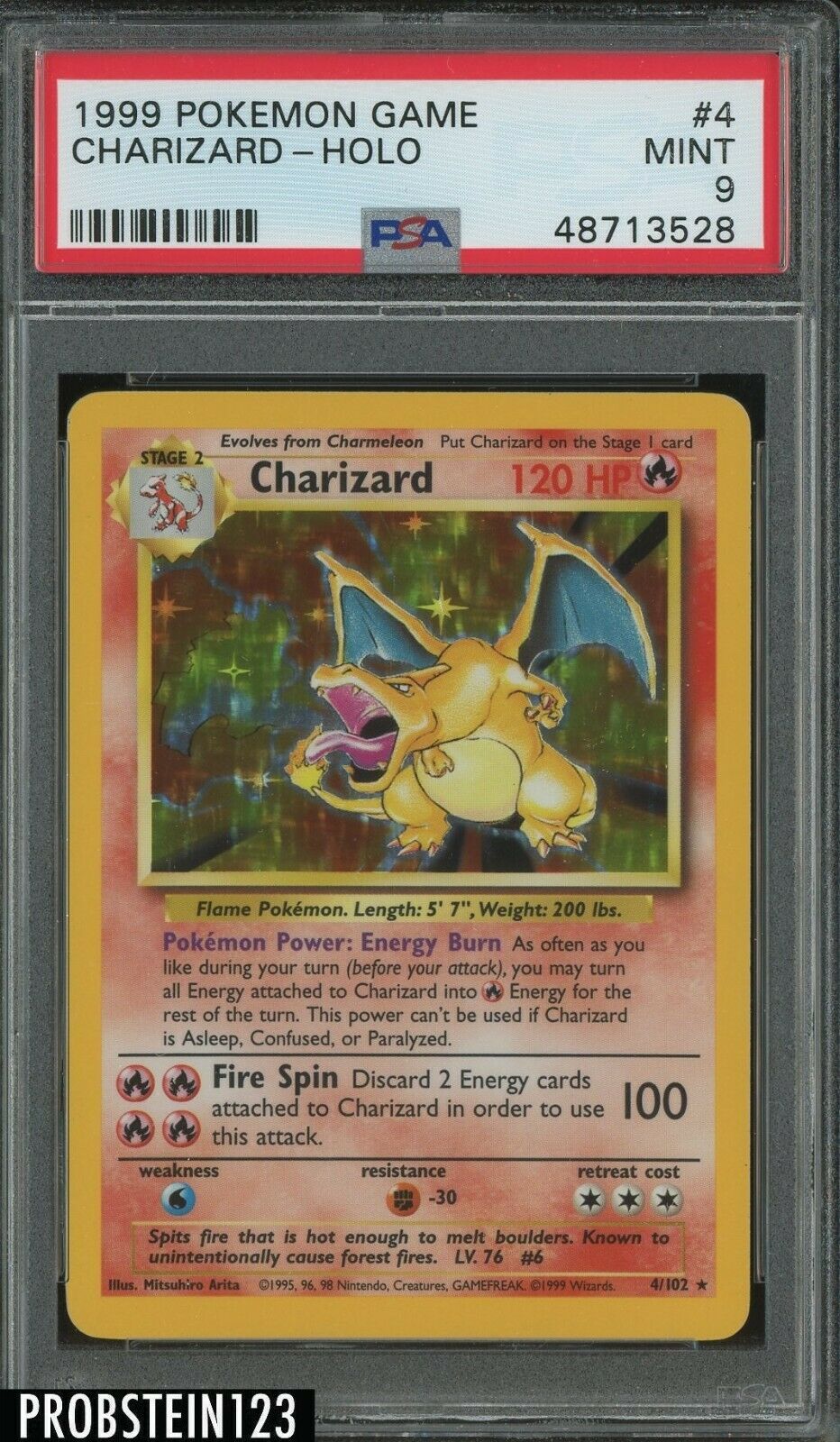 1999 Pokemon Game 4 Charizard  Holo PSA 9 MINT  LOOKS GEM 