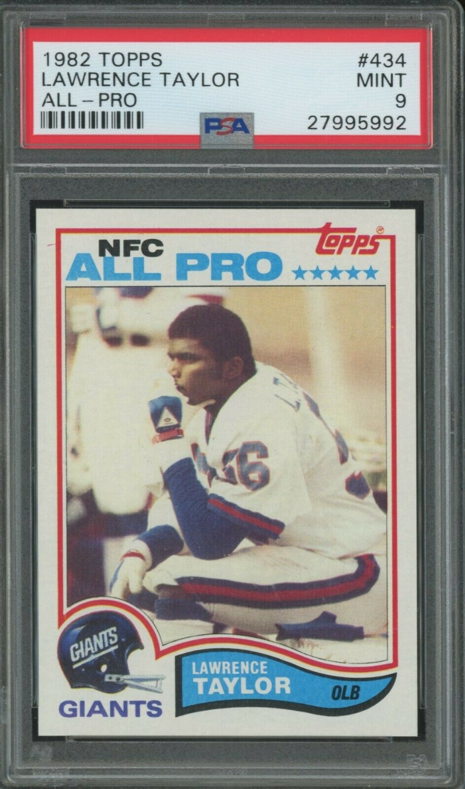 1982 Topps Football 434 Lawrence Taylor New York Giants AllPro RC Rookie PSA 9
