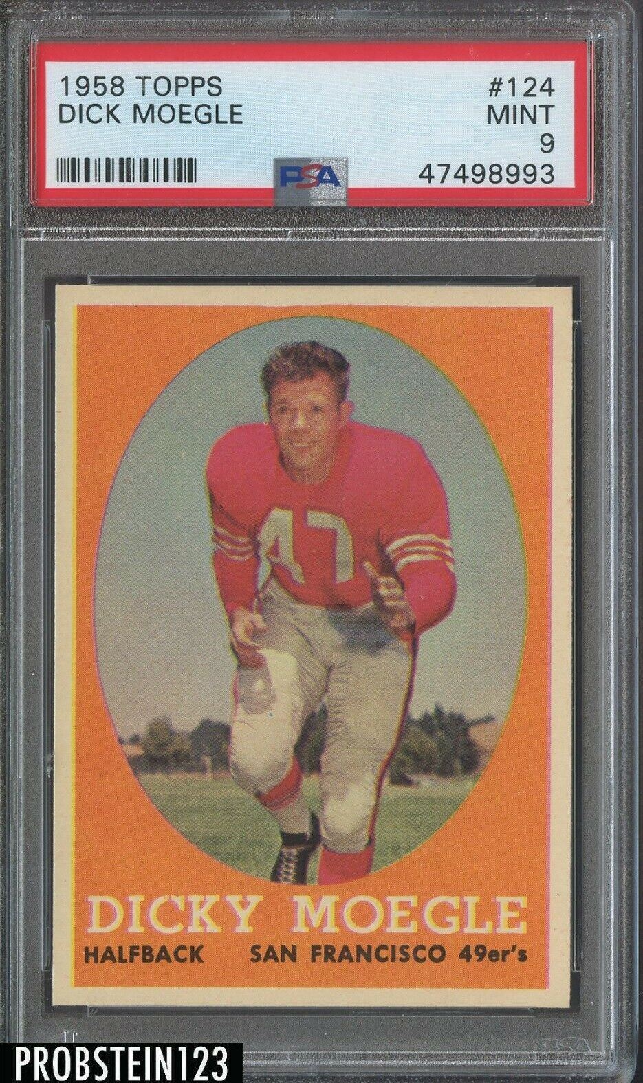 1958 Topps Football 124 Dick Moegle 49ers  PSA 9 MINT 