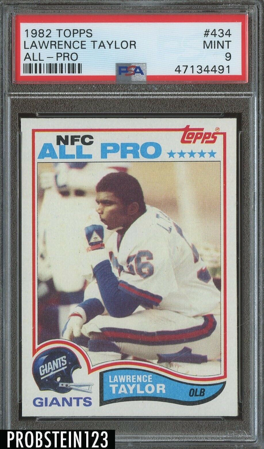 1982 Topps Football 434 Lawrence Taylor Giants RC Rookie HOF PSA 9 MINT