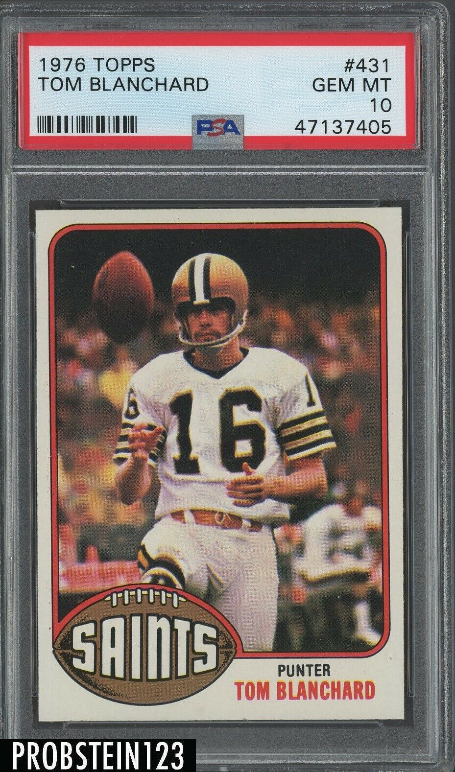 1976 Topps Football 431 Tom Blanchard New Orleans Saints PSA 10 GEM MINT