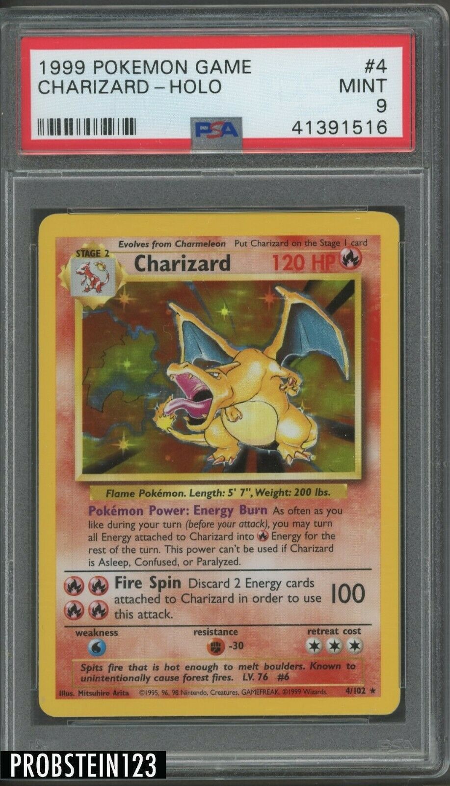 1999 Pokemon Game 4 Charizard  Holo PSA 9 MINT