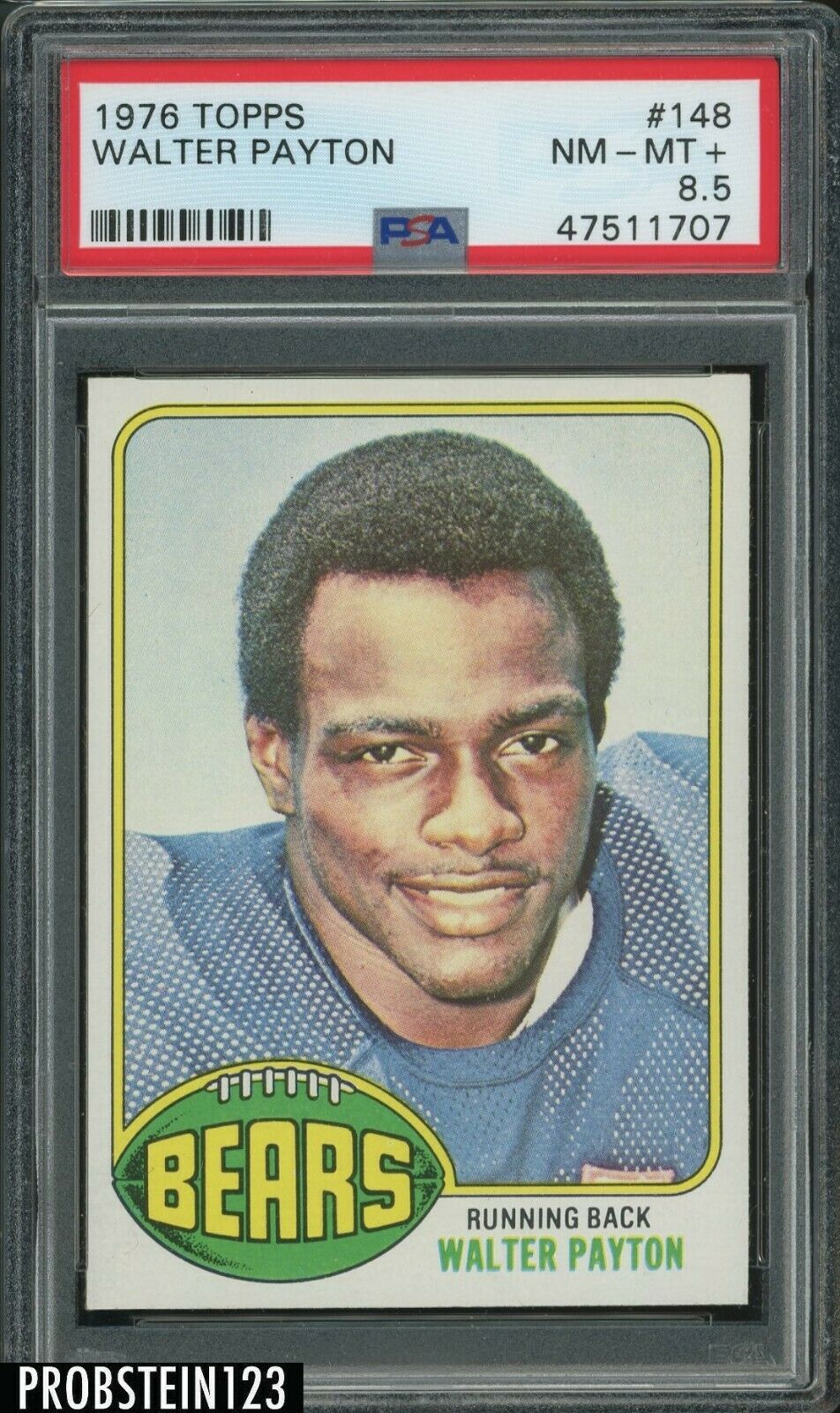 1976 Topps Football 148 Walter Payton Bears RC Rookie HOF PSA 85 NMMT